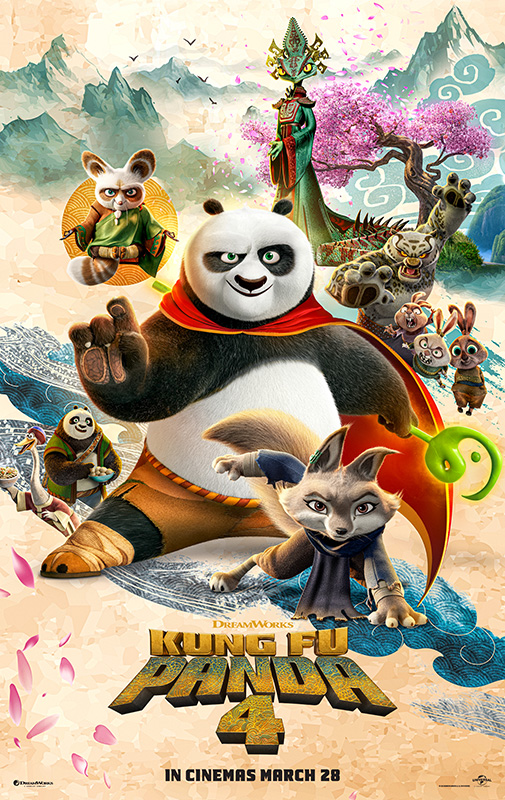 Kung Fu Panda Master Po Action Pose Woodcut Poster